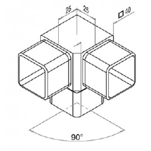 Square Corner 90 for 40mm x 40mm Tube